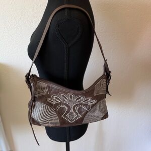 VINTAGE DANIER ITALIAN LEATHER Brown Embroidered Women's Bag